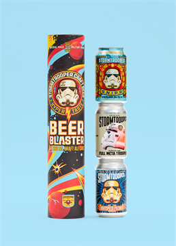 <p>The perfect budget-friendly craft beer gift pack contains three delicious 330 ml rounds of Original Stormtroooper Beer, packaged in a nifty gift tube. </p><p>And what's more, each can of craft excellence is absolutely guaranteed to hit the target.</p><p></p><p>Contains:&nbsp;</p><ul>    <li> 1 x 300ml can of SNIPA - Situation Normal India Pale Ale (4.4% ABV - suitable for Vegans)</li></ul><ul>    <li>1 x 300ml can of Galactic Pale Ale 2.0 (4.8% ABV - suitable for Vegans) </li></ul><ul>    <li>1 x&nbsp;300ml can of Lightspeed Pilsner (5% ABV) </li></ul><p>Contains allergens - Malted barley and wheat </p><p>Keep cold, drink fresh </p><p>Brewed by Vocation, the award winning craft brewery </p><p>Makes a great Secret Santa gift or ale gift set for any beer-lover or Star Wars fan... or beer-loving Star Wars fan</p>
