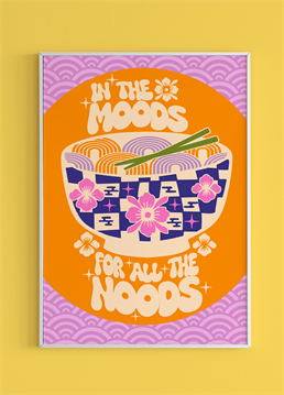 <p>Brighten your wall with this retro fun ramen design. Perfect for noodle lovers!</p>
<p>Groovy collage &amp; retro typography mixed with bold colour is the main theme for Printed Weird wall prints!</p>
<p>Each design is digitally drawn by the Printed Weird team and then printed to order.</p>
<p>Printed on 265gsm satin paper to give a high quality, vibrant finish.</p>
<p>&nbsp;</p>
<p>A4 frame not included - 210 x 297 mm</p>
<p>&nbsp;</p>
<p>Each print is packaged in a recyclable cellophane bag for protection &amp; cardboard envelope with stiffener.</p>
<p>This item is sent seperately from our cards so they will not arrive together</p>