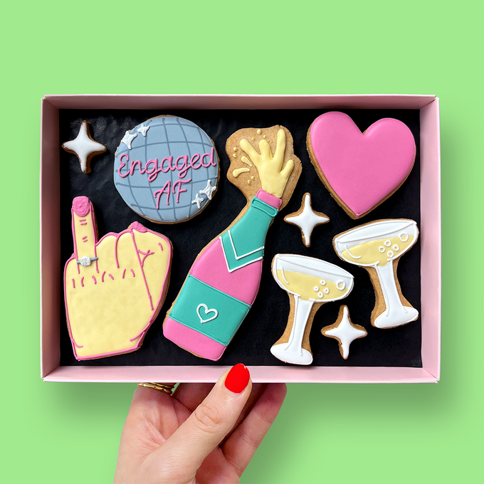 Engaged AF Letterbox Cookies