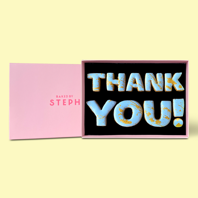 Thank You! Letterbox Message Cookies Blue