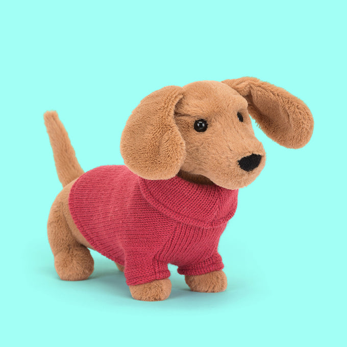 Jellycat Sweater Sausage Dog Pink