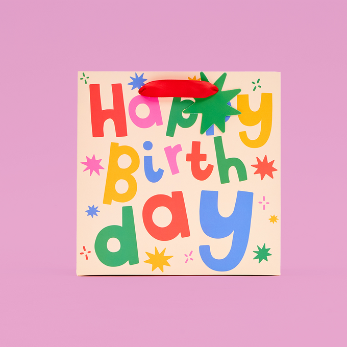 Birthday Colourful Type Medium Gift Bag