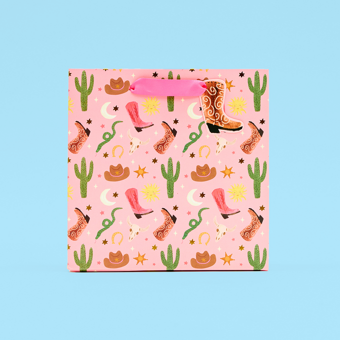 Pink Cowgirl Pattern Medium Gift Bag