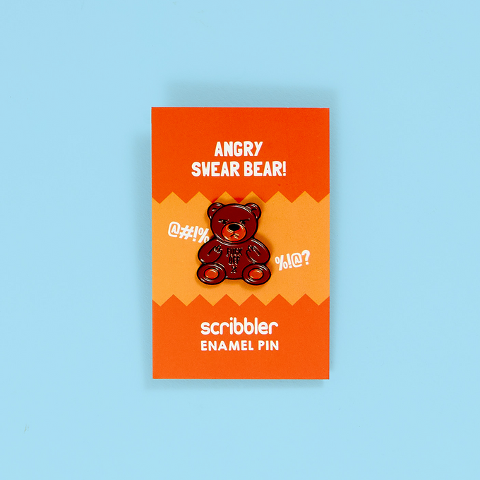 Angry Swear Bear Pin Badge