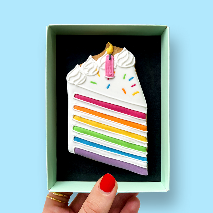 Rainbow Birthday Cake Slice Letterbox Cookie